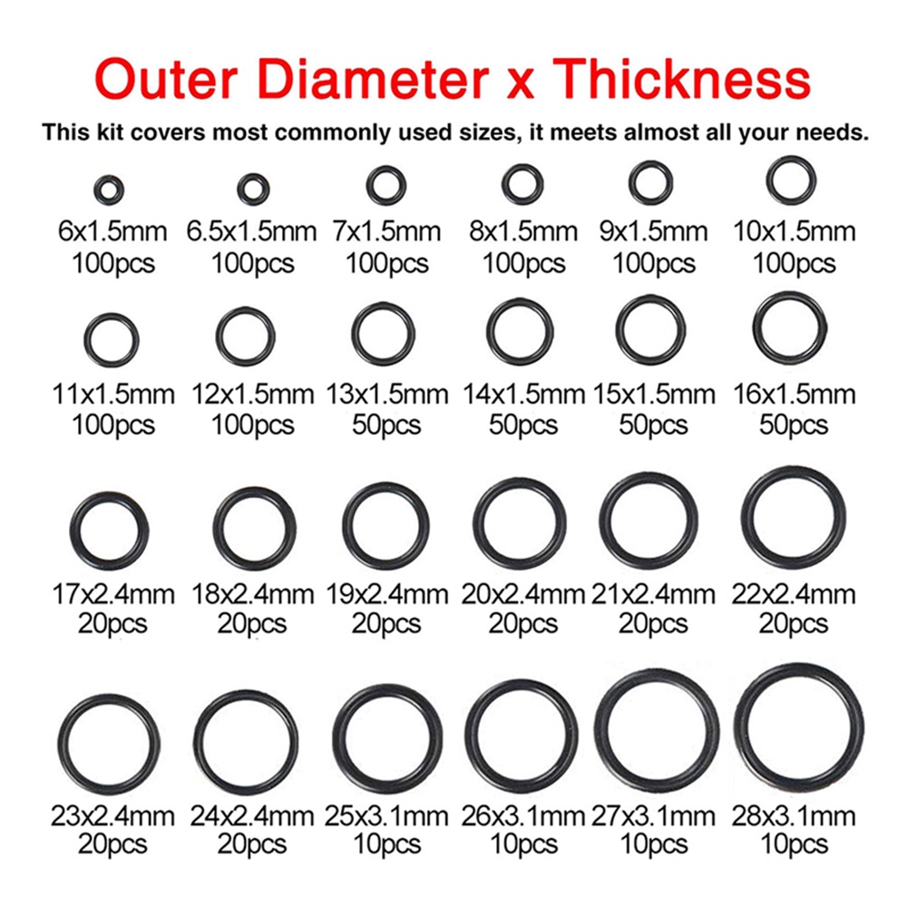 O-ring Set - Oring Seal Kit 1200pcs - Karet Ring Set - Seal Set Motor Mobil - Sealing Rings Gasket Assortment Set Kit Box Oil Waterproof