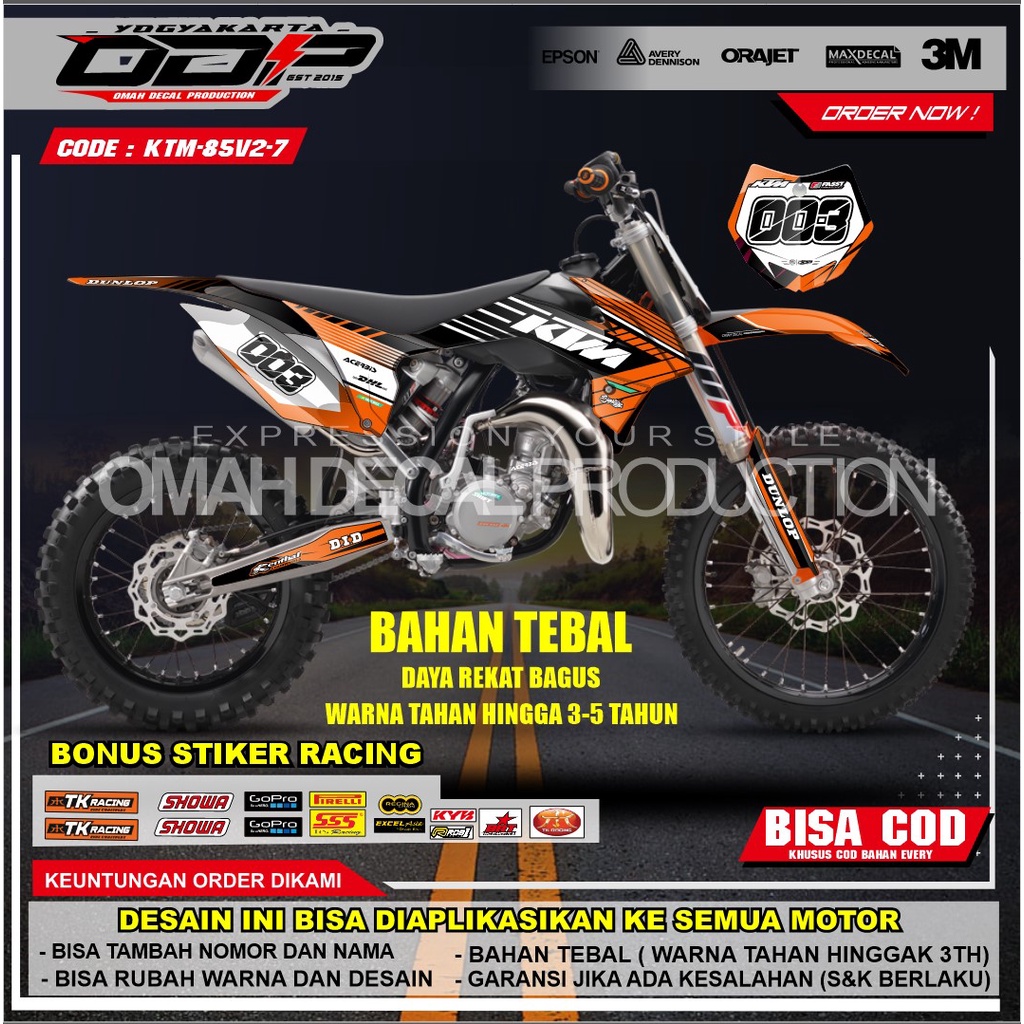 DECAL KTM 250 FULL BODY DEKAL BODY SET KTM 85 2013 - 2016 EXC 2020 NEW STICKER MOTOR KTM85 NEW STIKE