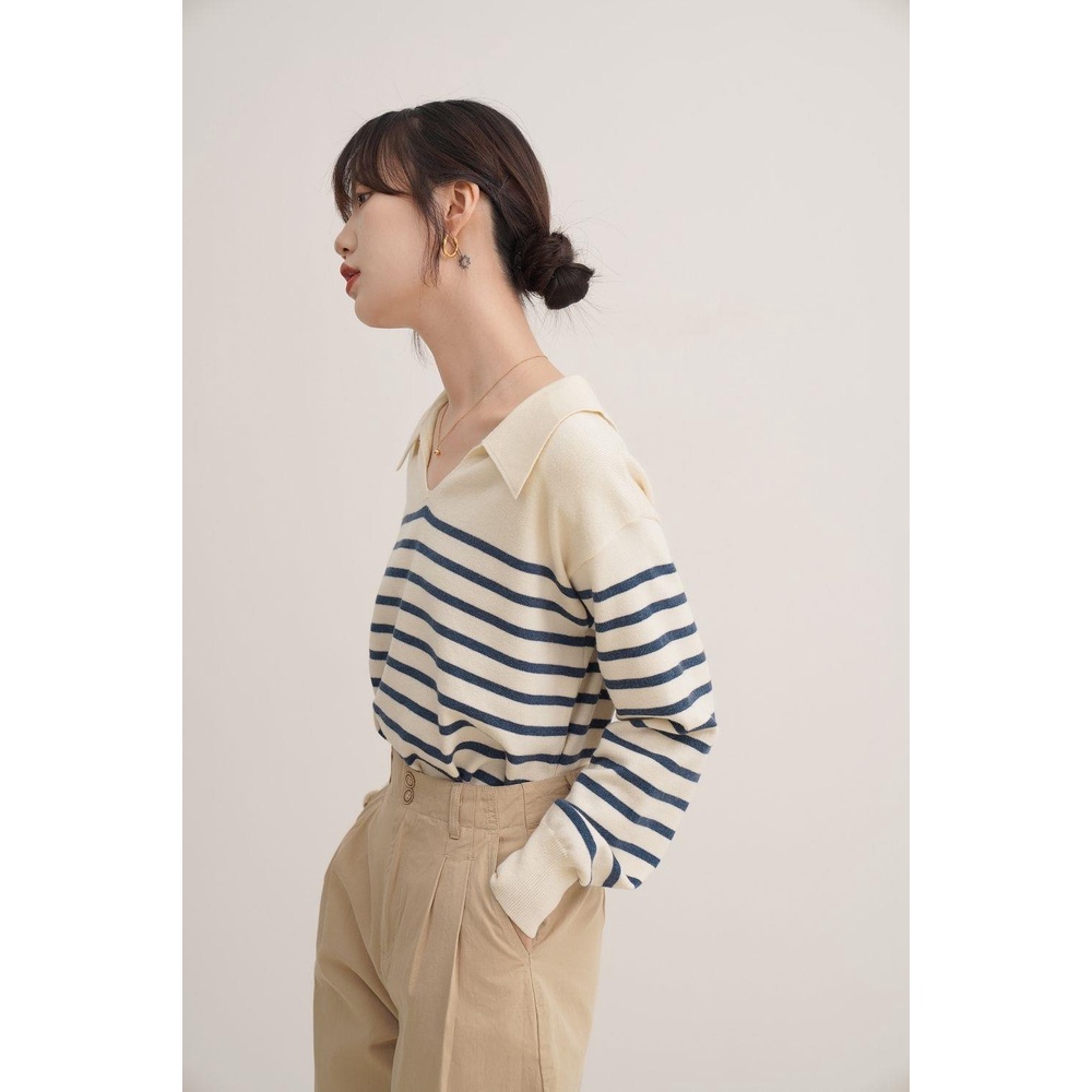 Azalea Stripes Sweater - Longslevee Rajut Sweater - Atasan Wanita Korean Import TM(CX1717)