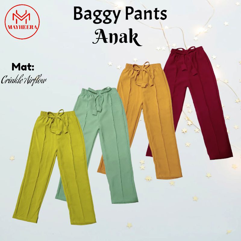 CELANA BAGGY PANTS ANAK / CELANA ANAK PEREMPUAN / BAGGY PANTS ANAK / CELANA CUBIT ANAK LUNA / CRINKL