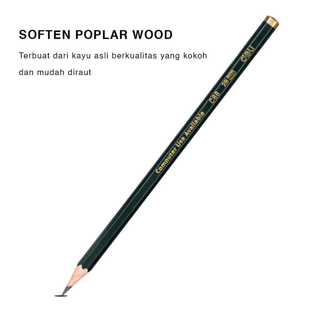 DELI / Graphite Pencil / Pensil C88 2B / Pensil Tulis Kayu / 1 Lusin 12pcs