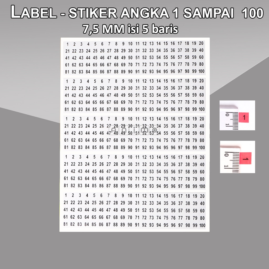 Jual LABEL  STIKER ANGKA WARNA - STICKER NUMBERING 1 SD 100 | Shopee 