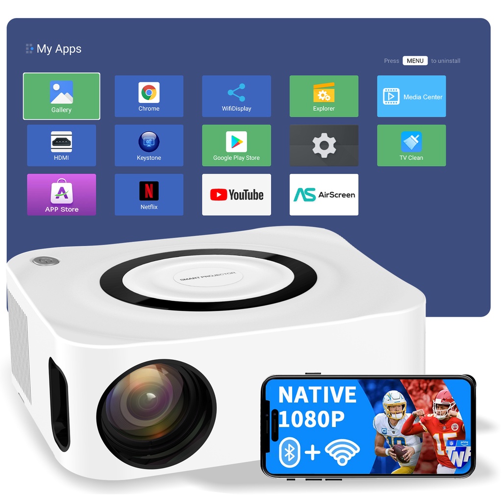 Proyektor hiplay Y9 350 ANSI Lumens Android 9.0 WIFI Bluetooth Miracast Airplay