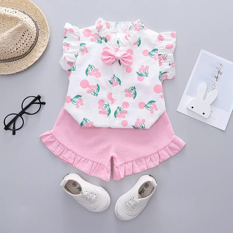 Baju Cherry Stelan Anak Perempuan Cherry Baju Cherry Fashion Anak Baju Anak Set Baju Anak Cewek Import