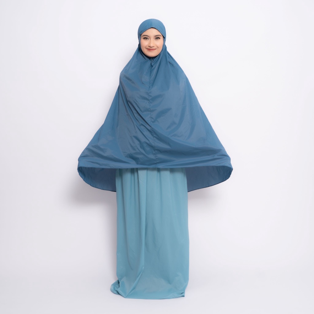 ALIF MUKENA MINI TWO TONE PARASUT PREMIUM KOREA TRAVEL - AQUAMARINE ( MKN-340 )