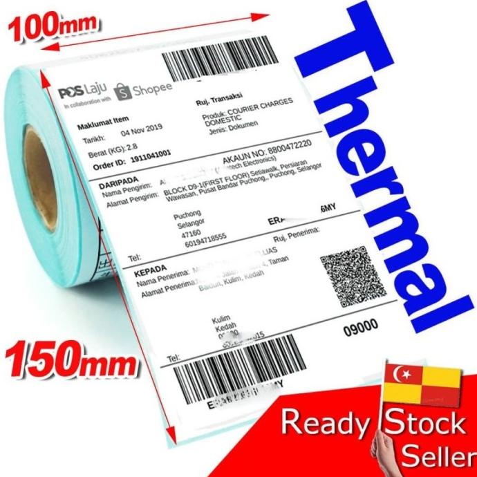 

KERTAS LABEL BARCODE 100 X 150 KERTAS STIKER THERMAL 100X150MM ISI 300