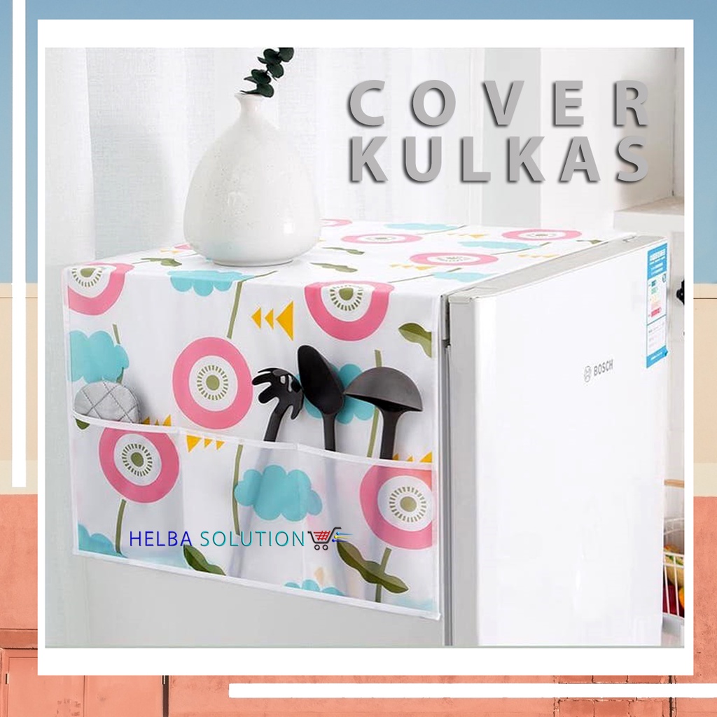 Cover Taplak Penutup Kulkas Aesthetic Waterproof Pelindung Kulkas Motif Karakter Plastik PEVA Anti Air