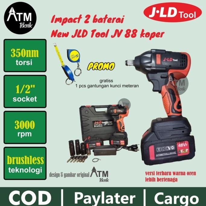Impact wrench cordless, pembuka baut, bor impact, impact batrai