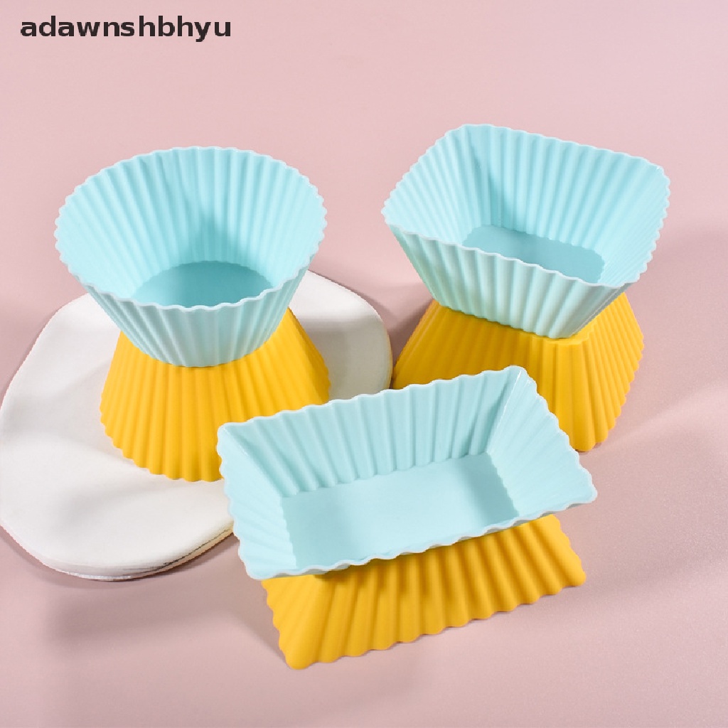 Adawnshbhyu 1Pcs Cetakan Cup Kue Silikon 3D Bulat Hati Bentuk Persegi Cake Cup Muffin Cupcake ID