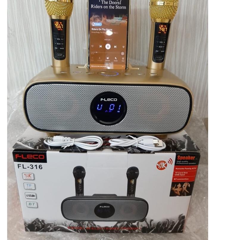 Harga TerbaikCOD SPEAKER BLUETOOTH KARAOKE WIRELESS FLECO FL-316 PLUS 2 MIC WIRELESS X-BASS / SPEAKE