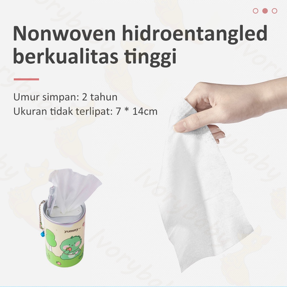 Ivorybaby Tisu Tissue basah kaleng karakter Wet wipes portabel Tisu basah kaleng refill  