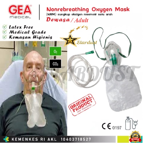 Non Rebreting Mask Child Adult - Oxygen Mask Selang NRM Kantung Sungkup - Masker Oksigen Non Rebreti
