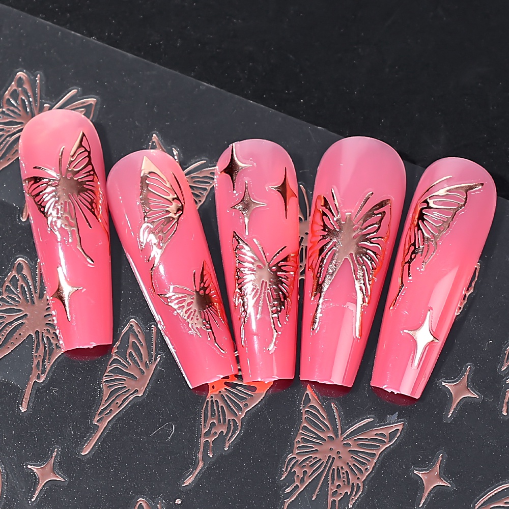 1pcs DIY Nail Art Stiker Fashion 3D Cair Logam Kupu-Kupu Astral Nail Decal Stiker Manicure Art Dekorasi Untuk Wanita Dan Anak Perempuan