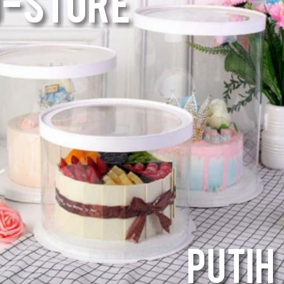 

Promo! Cake Box Bulat Dus Kue Kotak Kue Transparant Mika PET 30x30 cm