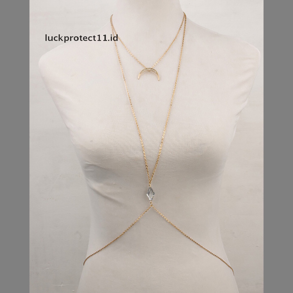 /Fashion Hot// Fashion// Sexy Ladies Belly Waist Cross Body Harness Rantai Kalung Bikini Body Perhiasan.