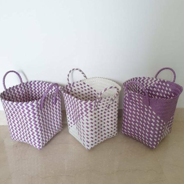 Cover Pot Ungu 27cm [H003] - Tas Anyaman Plastik, Tas Hampers, Tas Parcel, Tas Parsel