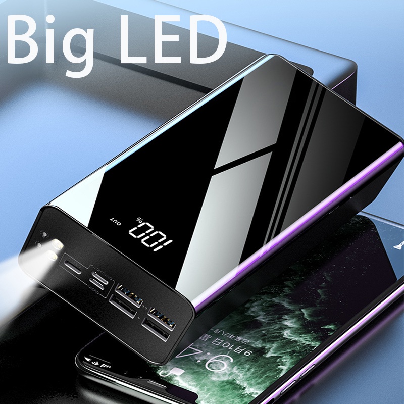 Large Capacity Smart Digital Display LED Light Multi-interface Output Portable Power Bank Outdoor