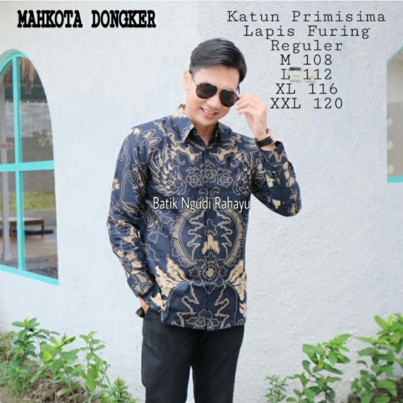 BATIK PRIA TERBARU S M L XL XXL BAJU kemeja batik pria lengan PENDEK PREMIUM BIRU DONGKER &quot;NGUDI&quot;