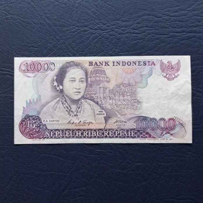 Uang kertas  Rp. 10.000 rupiah R.A Kartini emisi 1985