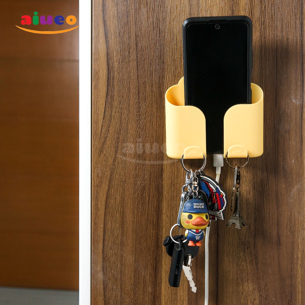 Rak Penyimpanan Dinding Kotak Remote Kontrol AC Kunci Dinding Tanpa Paku | Kotak HP | Gantungan Kunc