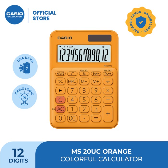 

TERLENGKAP CASIO Colorful Calculator MS-20UC-Orange
