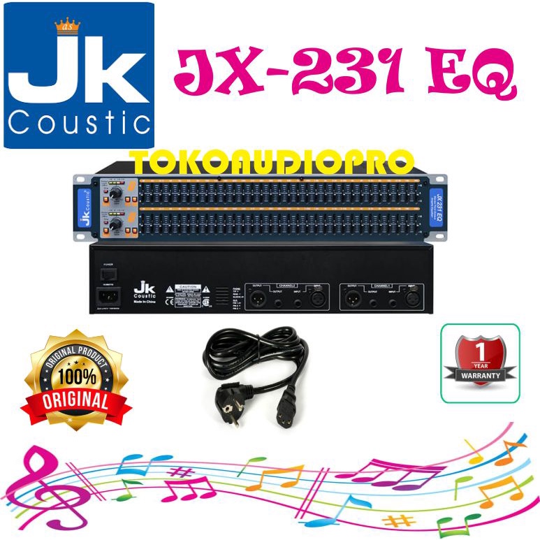 Equalizer JK Coustic JX231EQ Dual 31 Band Stereo Graphic Equalizer Original JX-231EQ