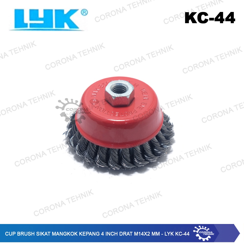 LYK KC-44 - Cup Brush Sikat Mangkok Kepang 4 Inch Drat M14x2 mm