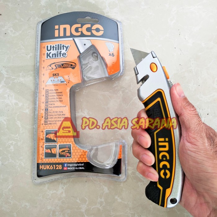 

Pisau Utility Knife INGCO HUK6128 Teknisi Tukang Kayu Kulit Serbaguna