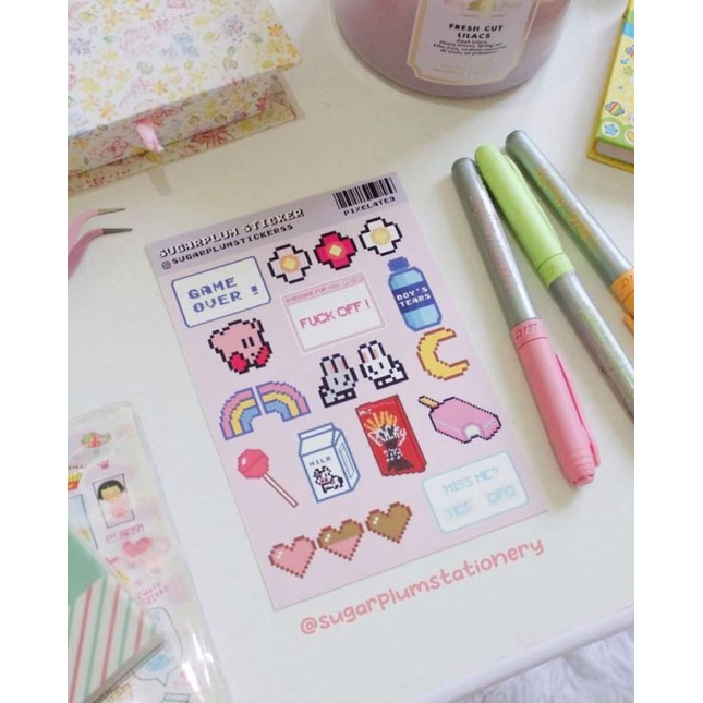 

PIXELATED Sticker Sheet / stiker murah aesthetic/ sticker kawaii lucu / journaling / stiker hp, laptop, motor, hiasan, handphone estetik