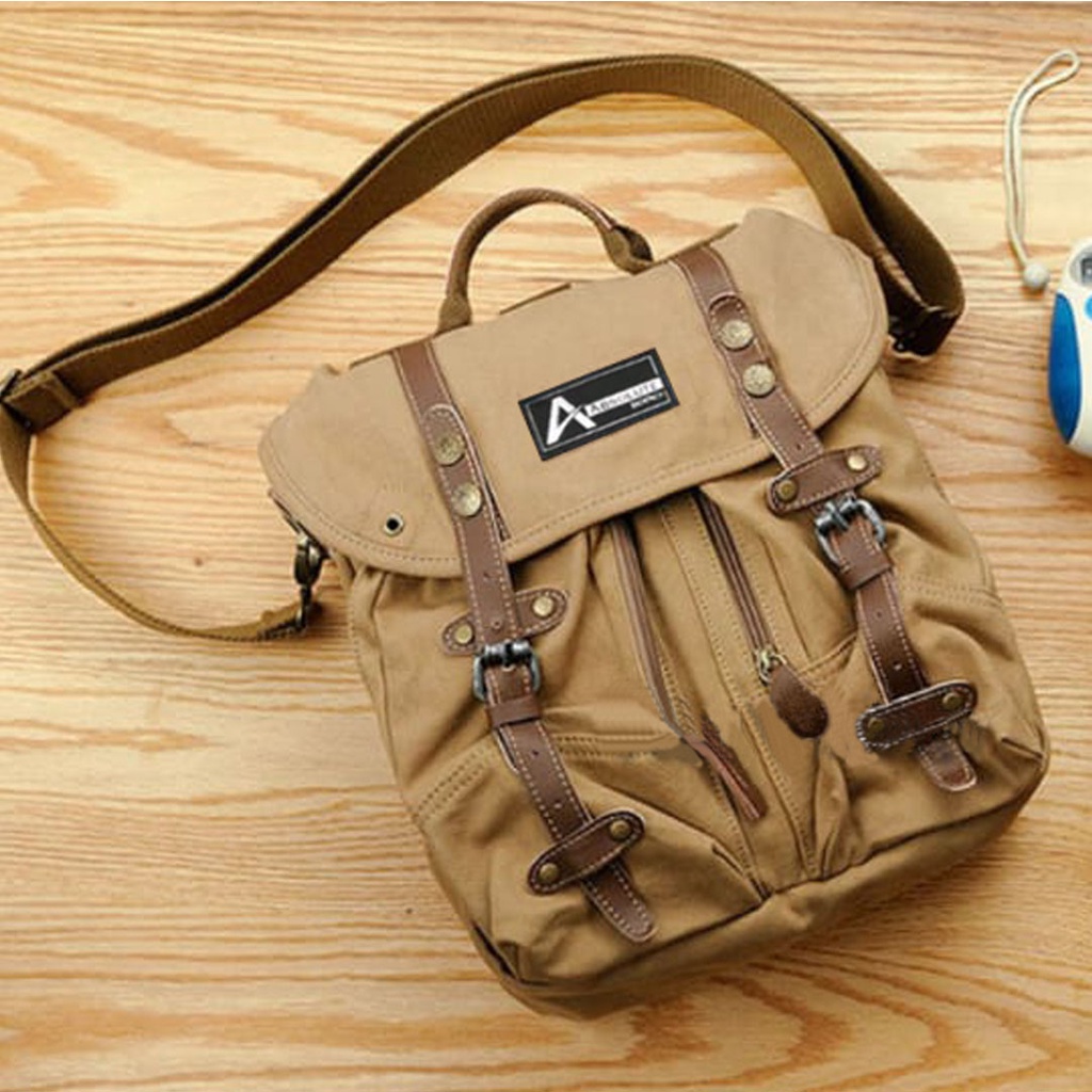 Tas Ransel Canvas IAC Absolute Backpack Up to 13 inch - Tas Pria Tas Wanita Daypack - Sekolah Laptop Punggung