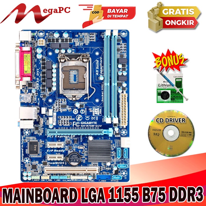 Mainboard LGA 1155 B75 DDR3 Bonus Cmos &amp; Pasta suntik