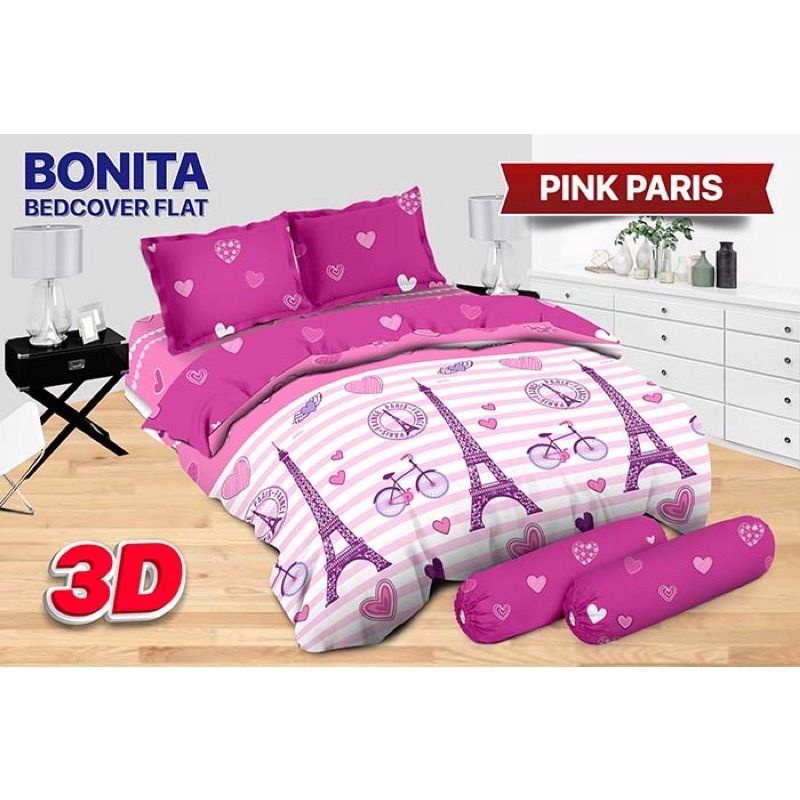 Bedcover set sprei bonita 180x200 motif pink paris