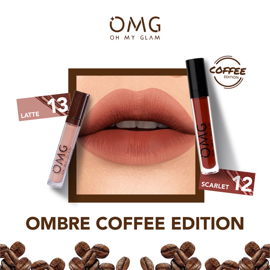 Paket Ombre Lips OMG | Lipcream OMG Ombre Coffee Edition| Lipcream OMG | Ombre OMG Lip Cream | Ombre Lips OH MY GLAM MATTE