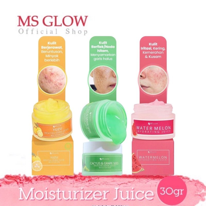 Terlaris Hydrating Juice MS GLOW Moisturizer Pelembab Kulit Mengurangi Iritasi Kulit – Isi 30 gram