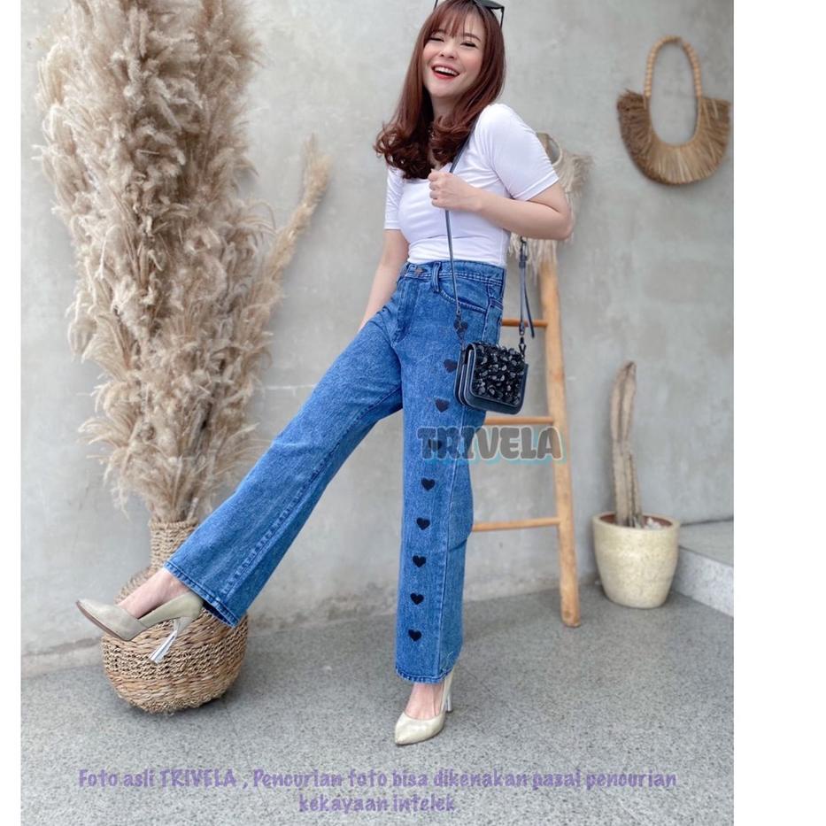 ☊↕⁑ Kulot Jeans Love Wanita / Love Cullotes / Kulot Love Jumbo / Kulot Love 27-34 Murah Banget