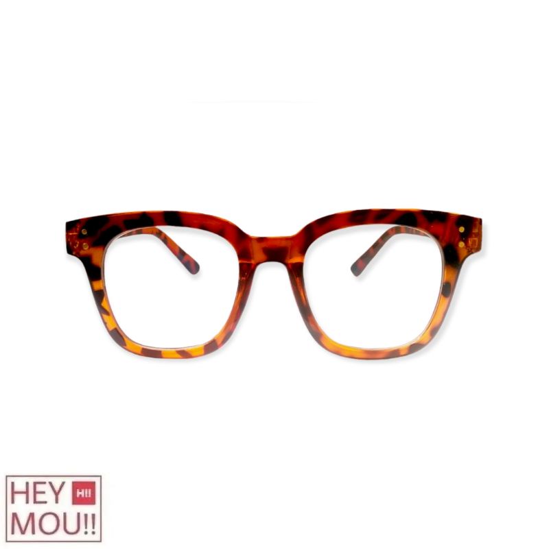 HEYMOU  GM STYLE SQUARE OVERSIZED UNA C CLEAR GLASSES - FRAME LEOPARD KACAMATA