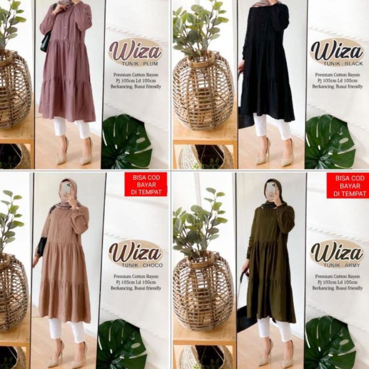 KEN.10De22ѕ ‑ Wiza Tunik Bahan Katun Rayon Size L - XL Atasan Wanita Muslim