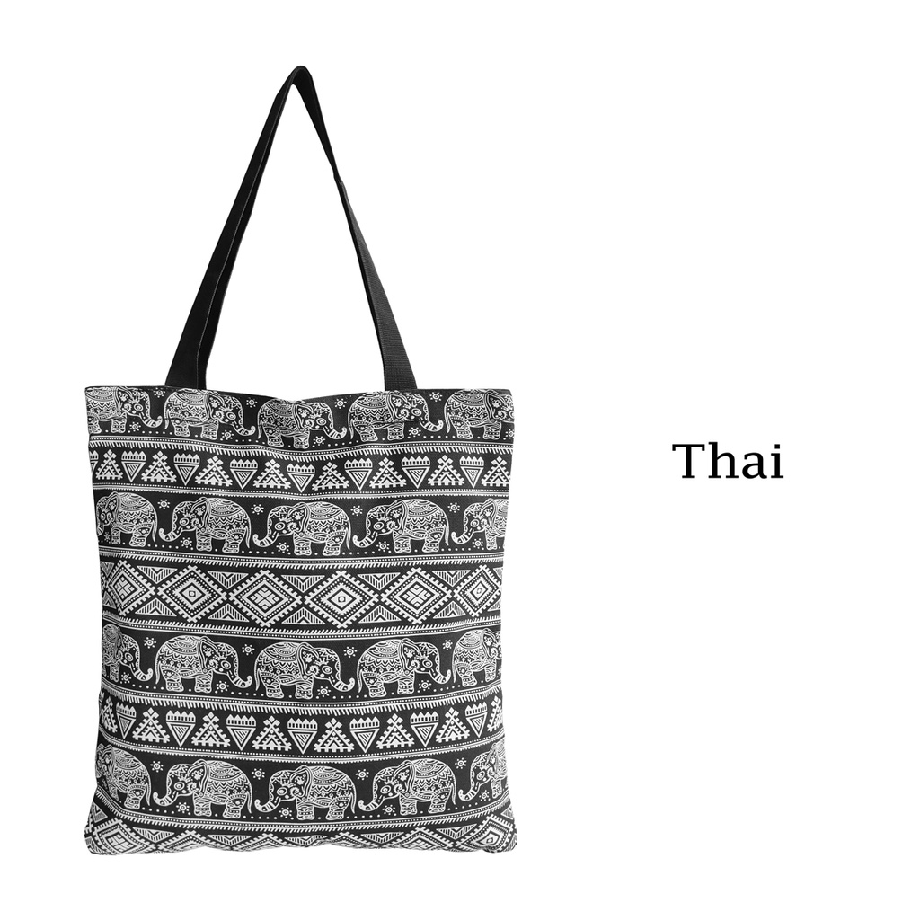 TOTE BAG / TOTEBAG KANVAS DENGAN RITSLETING KUAT DAN TRENDY / TAS TOTE MOTIF THAI