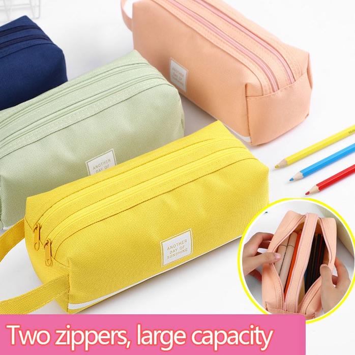 

Harga Bersahabat Large capacity tempat pensil canvas pencil case portable storage bag double-layer pencil case student office supplies cute stationery YU7^