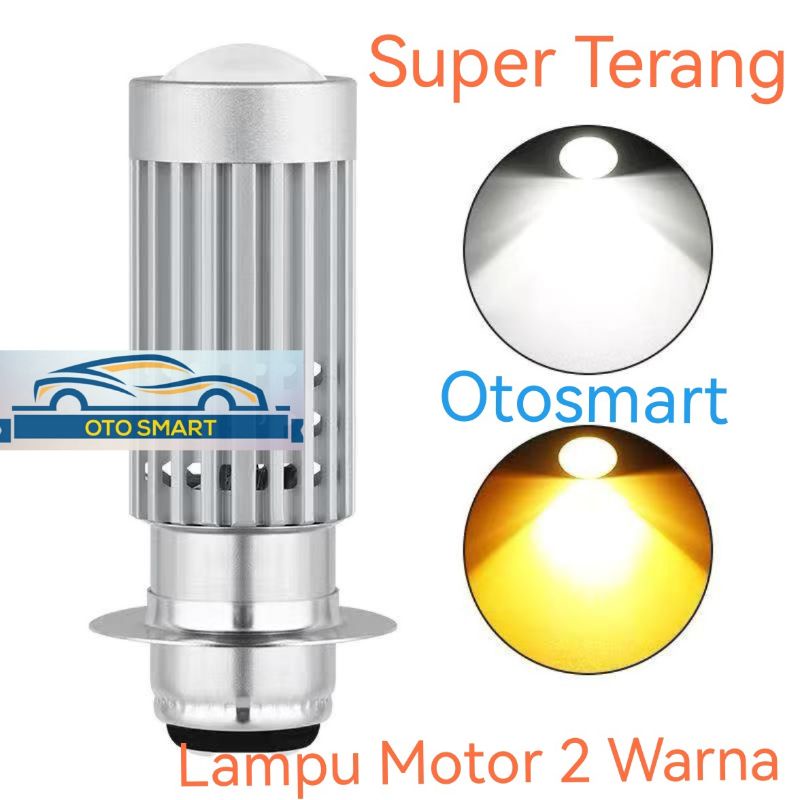 LAMPU MOTOR LED H6 P15D LASER 2 WARNA/2 CAHAYA HI LOW PNP