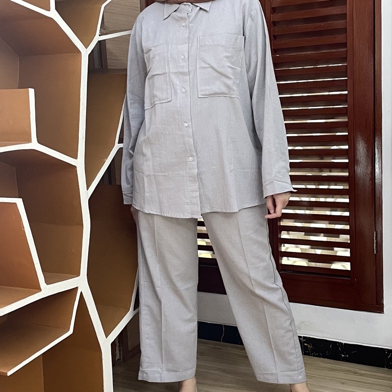 Amanda suit set | linen foxy premium jumbo | set linen wanita