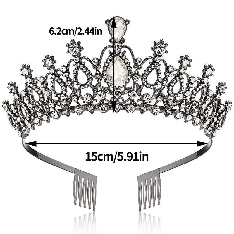 Tiara Mahkota Kristal Imitasi Tiara Dengan Sisir Bando Untuk Wanita Perempuan Pernikahan Prom Pesta Ulang Tahun Princess Vintage Brida