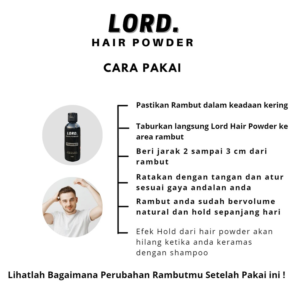 Hair Styling Lord Powder Rambut Pria Pomade Bubuk Bedak Extra Aloe Vera Aroma Parfum