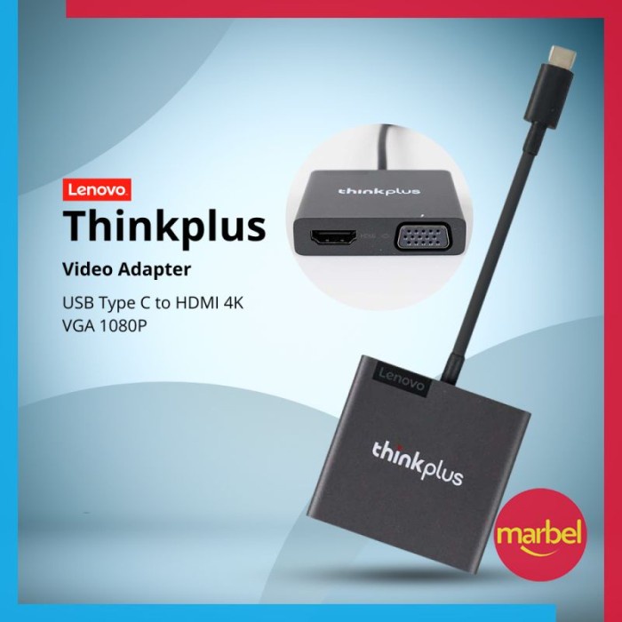 Adapter Konverter USB Type C Ke Port HDMI VGA USB Lenovo Thinkplus