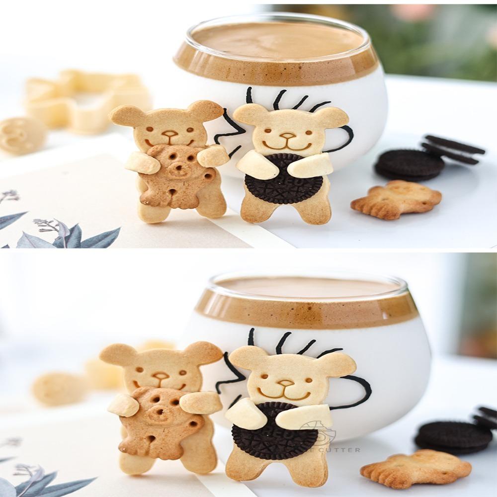 Top Kartun Hewan Ekspresi Kue Kering Dekorasi DIY 3D Cookie Cutter Cetakan Kue Beruang Kelinci Berbentuk Plunger Biskuit Cetakan