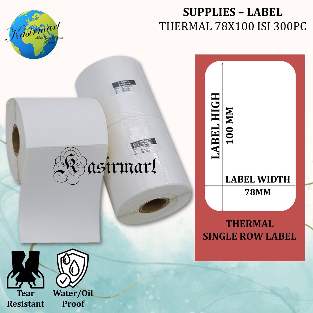 Label Resi Thermal 78x100 isi 300 Kertas Stiker Resi 80mm Pengiriman Marketplace Printer Q371U DT369