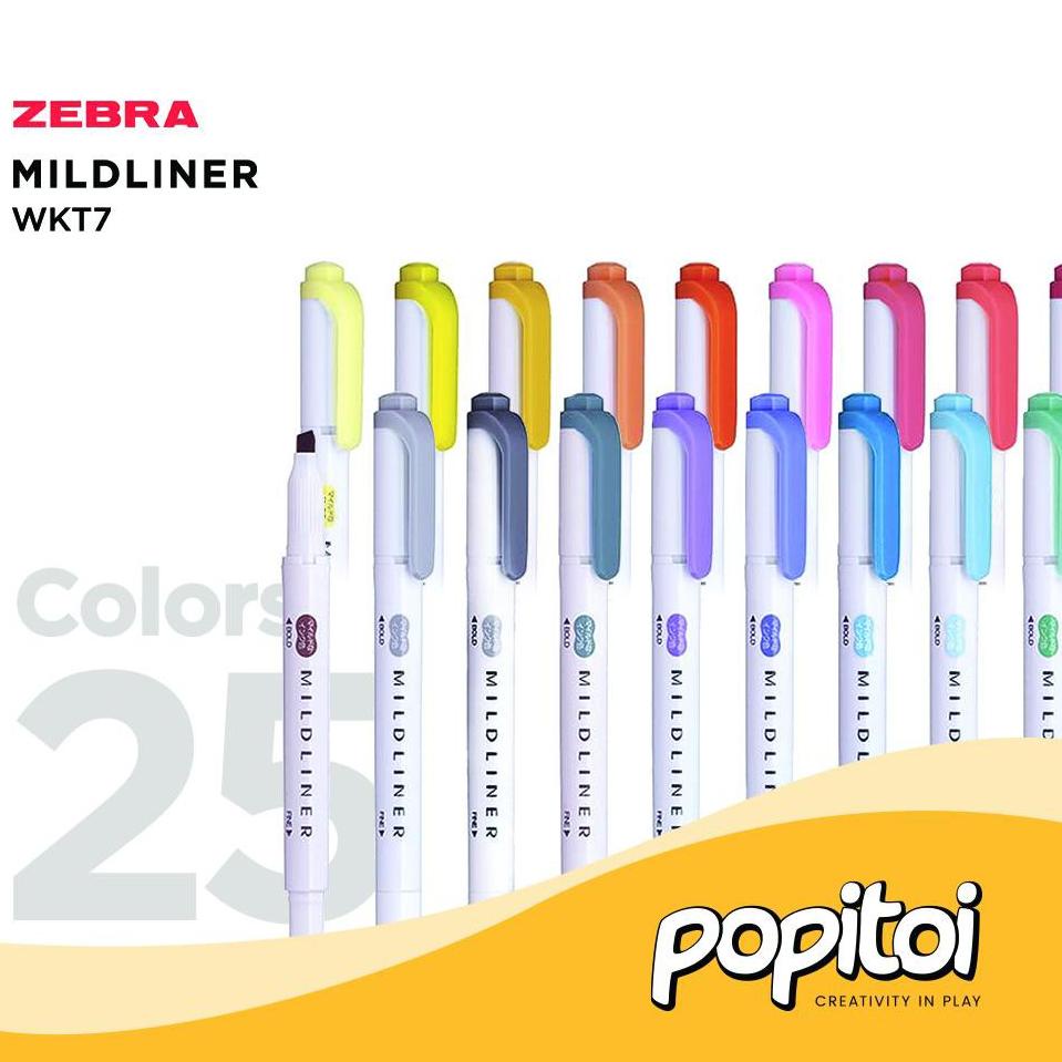 

さ ZEBRA MILDLINER WKT7 Double-Sided Highlighter - Fine / Bold Pastel は