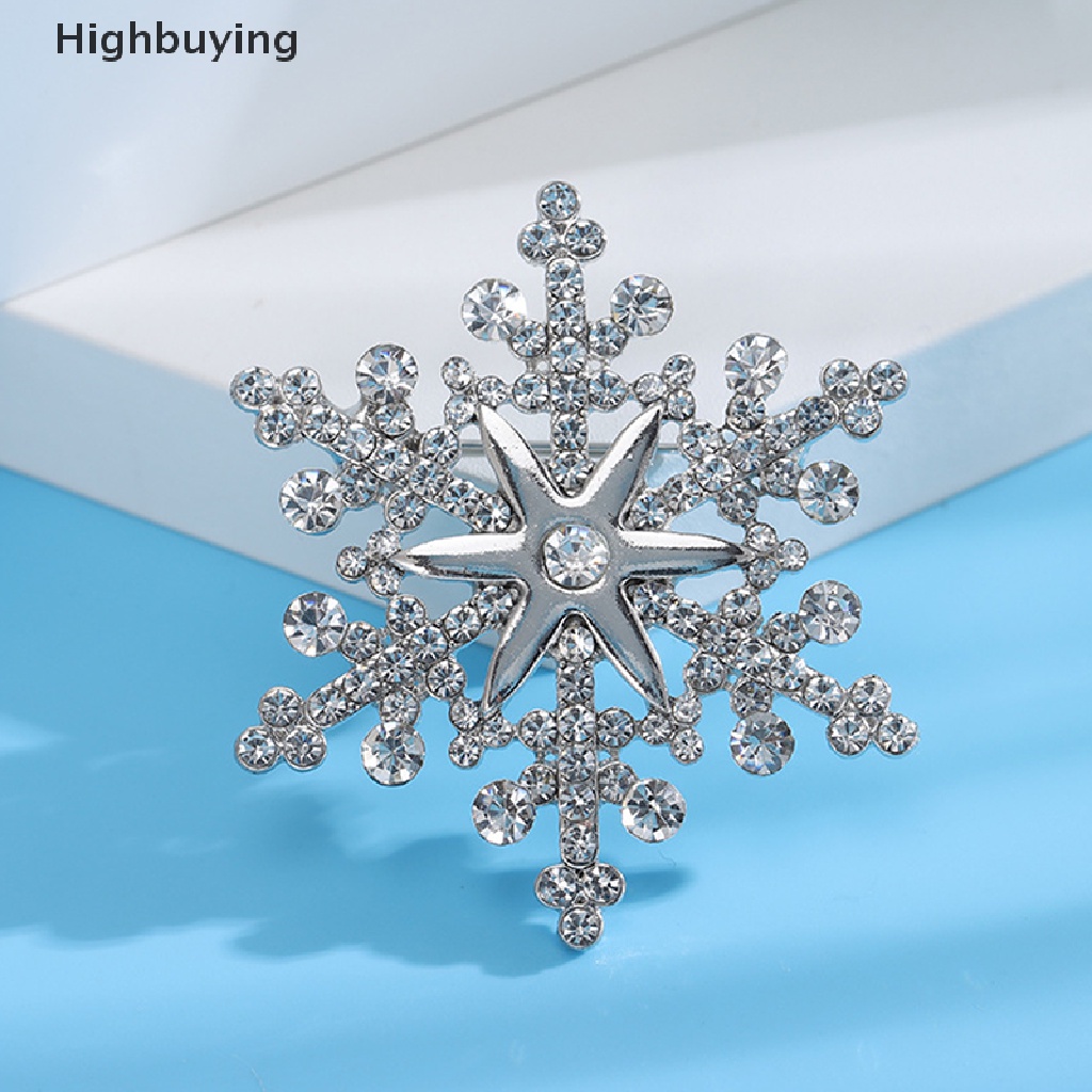 Hbid Fashion Pin Menawan Kristal Berlian Imitasi Bros Natal Snowflake Bros Natal Bros Hadiah Glory