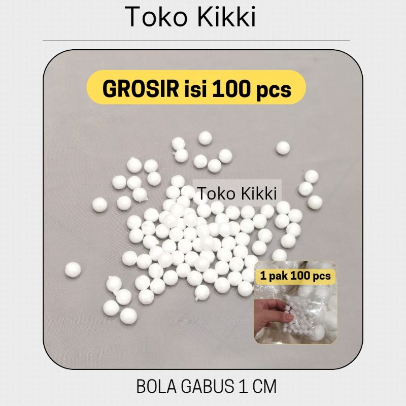 100 pcs Bola Gabus diameter 1 cm / bola prakarya boneka salju styrofoam ball bola gabus styrofoam