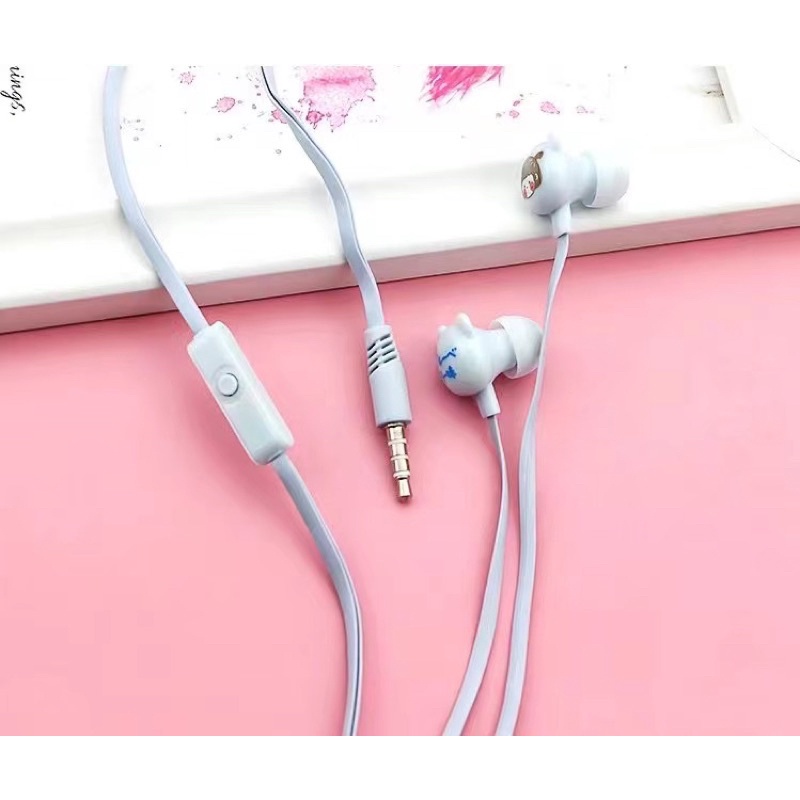 [ KI 320 ] Set Headset Earphone karakter CUTE YOGURT ANIMASI / + Wadah penyimpanan Earphone